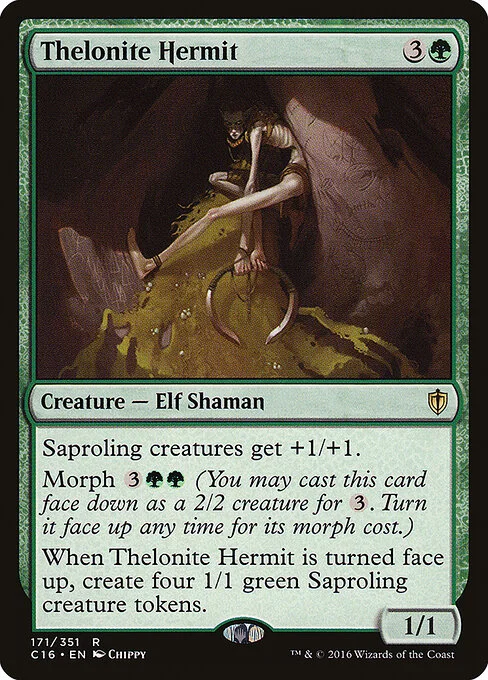 Thelonite Hermit, carta Magic di tipo Creature — Elf Shaman illustrata da Chippy
