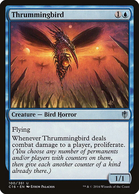 Thrummingbird, carta Magic di tipo Creature — Phyrexian Bird Horror illustrata da Efrem Palacios