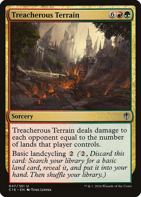 Treacherous Terrain, carta Magic di tipo Sorcery illustrata da Titus Lunter