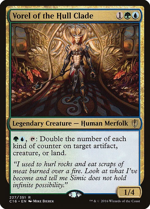Vorel of the Hull Clade, carta Magic di tipo Legendary Creature — Human Merfolk illustrata da Mike Bierek