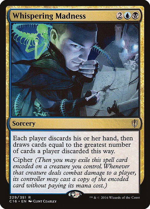 Whispering Madness, carta Magic di tipo Sorcery illustrata da Clint Cearley