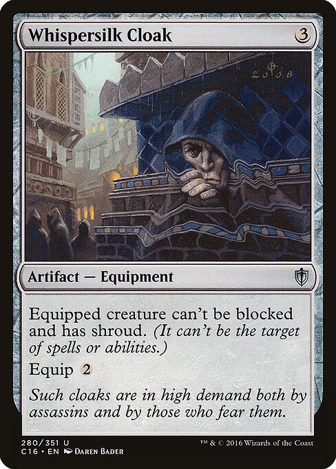 Whispersilk Cloak, carta Magic di tipo Artifact — Equipment illustrata da Daren Bader