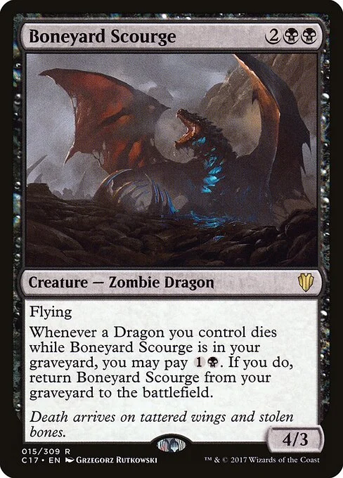 Boneyard Scourge, carta Magic di tipo Creature — Zombie Dragon illustrata da Grzegorz Rutkowski