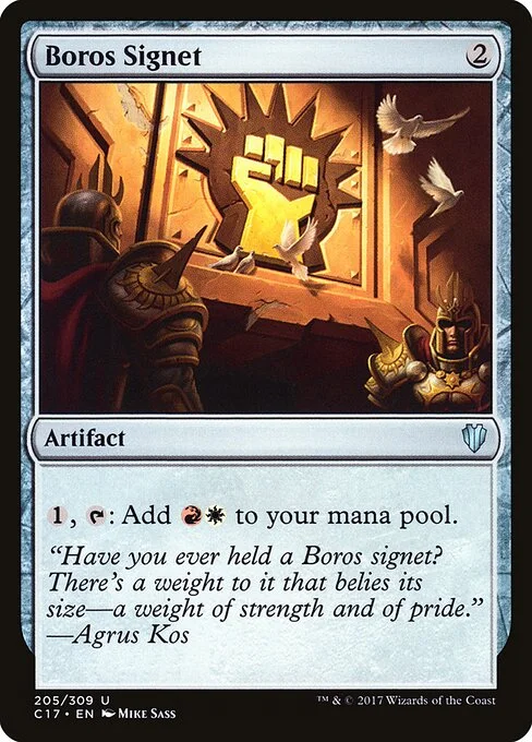 Boros Signet, carta Magic di tipo Artifact illustrata da Mike Sass