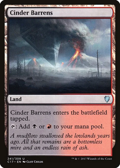 Cinder Barrens, carta Magic di tipo Land illustrata da Cliff Childs