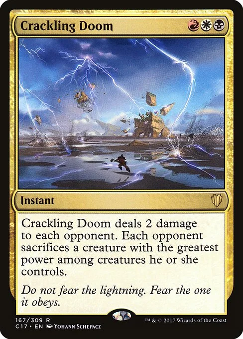 Crackling Doom, carta Magic di tipo Instant illustrata da Yohann Schepacz