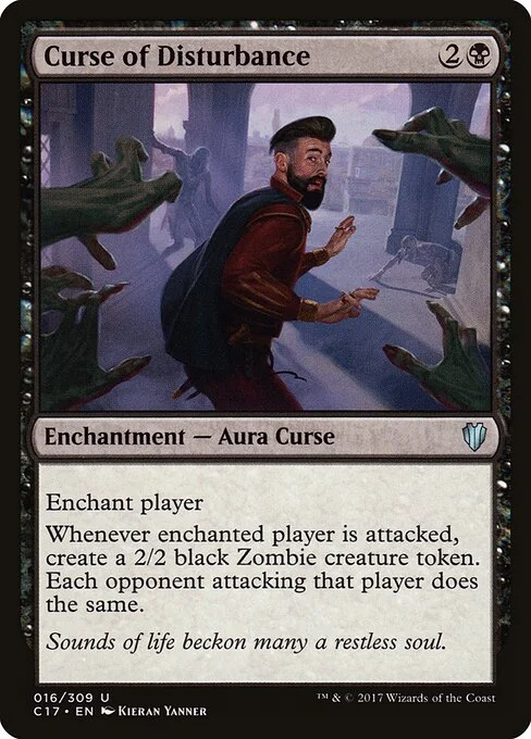 Curse of Disturbance, carta Magic di tipo Enchantment — Aura Curse illustrata da Kieran Yanner