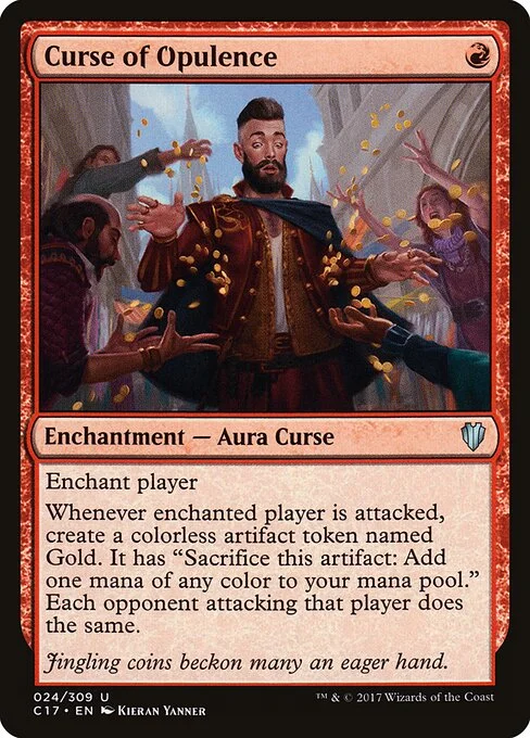Curse of Opulence, carta Magic di tipo Enchantment — Aura Curse illustrata da Kieran Yanner