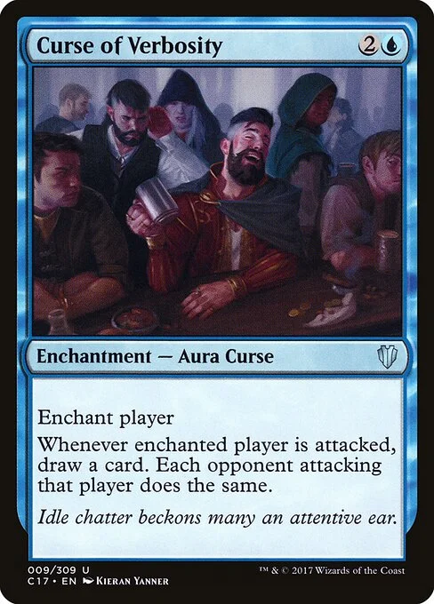 Curse of Verbosity, carta Magic di tipo Enchantment — Aura Curse illustrata da Kieran Yanner