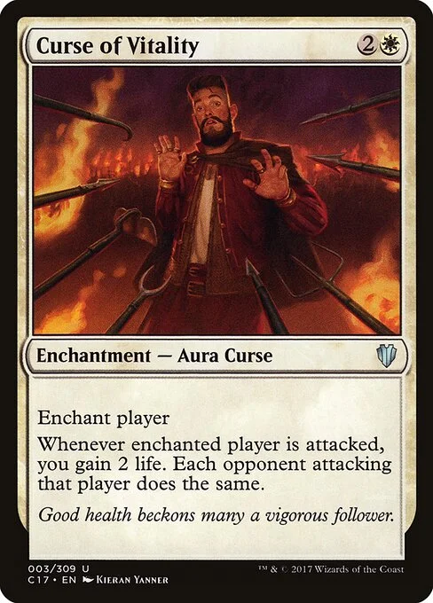 Curse of Vitality, carta Magic di tipo Enchantment — Aura Curse illustrata da Kieran Yanner