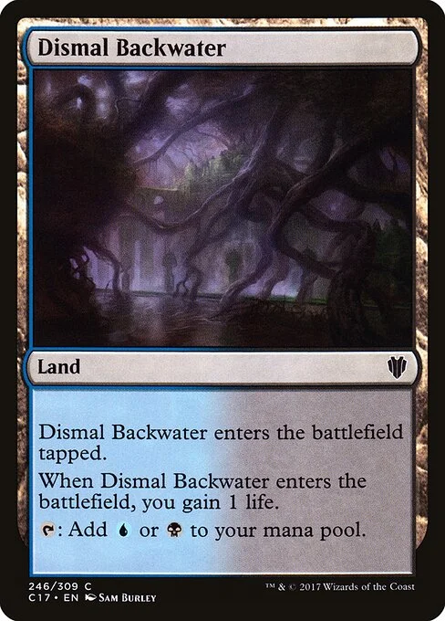 Dismal Backwater, carta Magic di tipo Land illustrata da Sam Burley