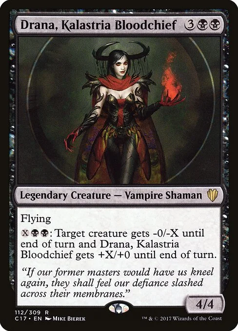 Drana, Kalastria Bloodchief, carta Magic di tipo Legendary Creature — Vampire Shaman illustrata da Mike Bierek