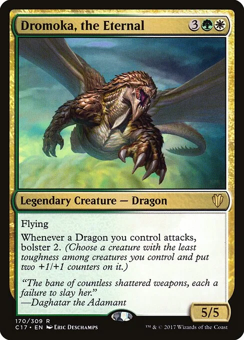 Dromoka, the Eternal, carta Magic di tipo Legendary Creature — Dragon illustrata da Eric Deschamps