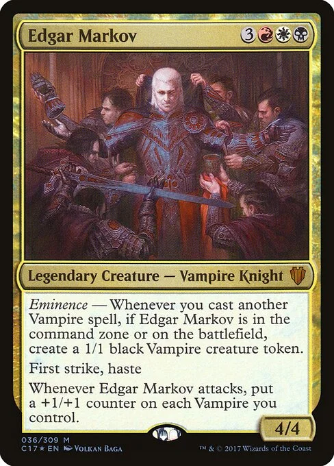 Edgar Markov, carta Magic di tipo Legendary Creature — Vampire Knight illustrata da Volkan Baǵa