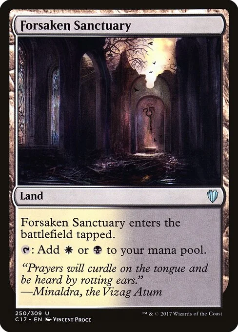 Forsaken Sanctuary, carta Magic di tipo Land illustrata da Vincent Proce