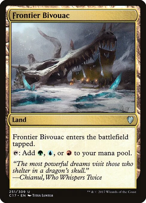 Frontier Bivouac, carta Magic di tipo Land illustrata da Titus Lunter