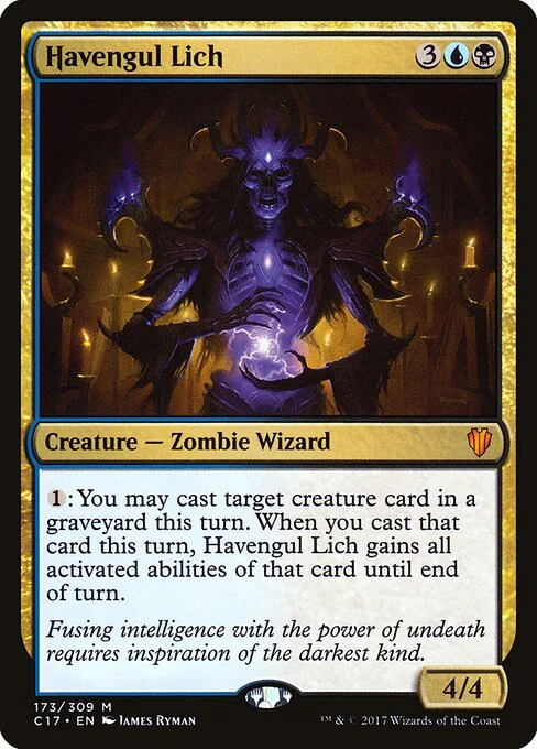 Havengul Lich, carta Magic di tipo Creature — Zombie Wizard illustrata da James Ryman