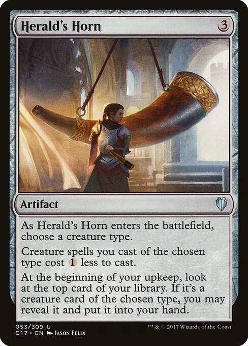 Herald's Horn, carta Magic di tipo Artifact illustrata da Jason Felix