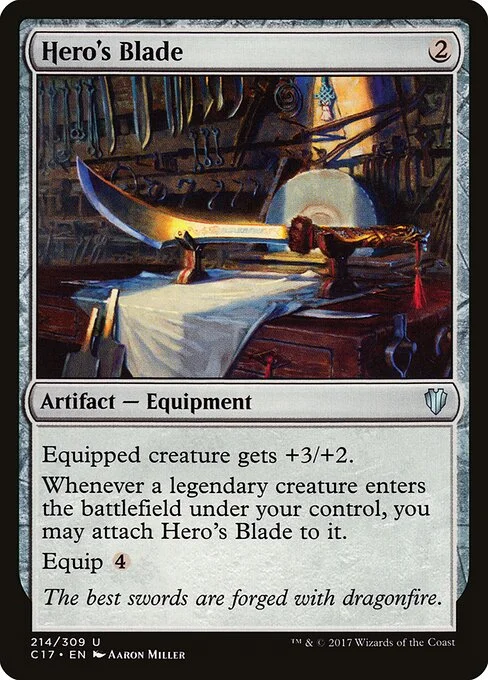Hero's Blade, carta Magic di tipo Artifact — Equipment illustrata da Aaron Miller