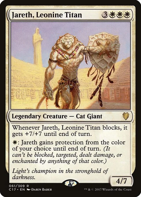 Jareth, Leonine Titan, carta Magic di tipo Legendary Creature — Cat Giant illustrata da Daren Bader