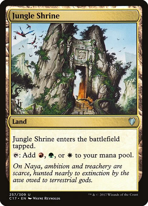 Jungle Shrine, carta Magic di tipo Land illustrata da Wayne Reynolds