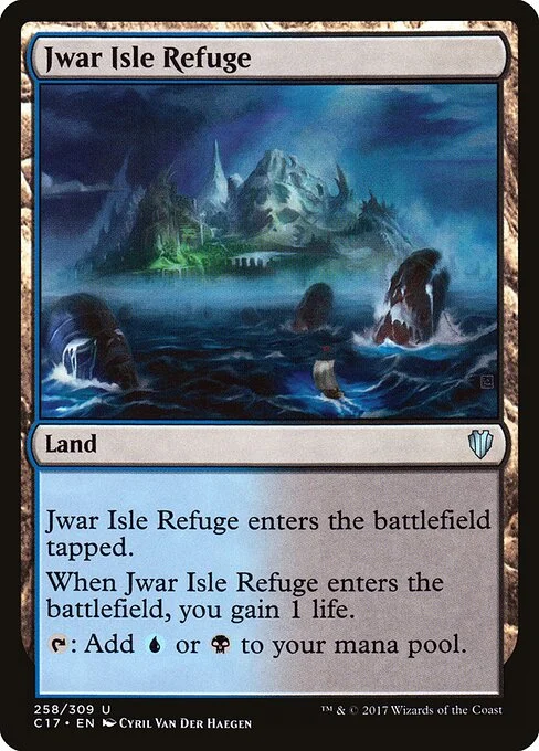 Jwar Isle Refuge, carta Magic di tipo Land illustrata da Cyril Van Der Haegen