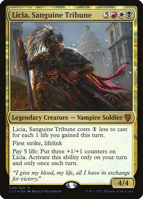 Licia, Sanguine Tribune, carta Magic di tipo Legendary Creature — Vampire Soldier illustrata da Magali Villeneuve