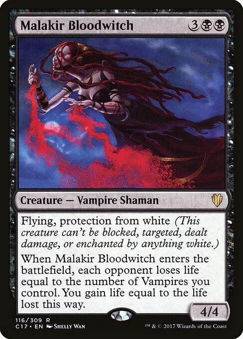 Malakir Bloodwitch, carta Magic di tipo Creature — Vampire Shaman illustrata da Shelly Wan