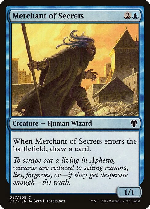 Merchant of Secrets, carta Magic di tipo Creature — Human Wizard illustrata da Greg Hildebrandt