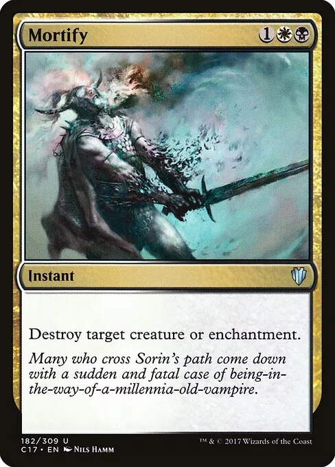 Mortify, carta Magic di tipo Instant illustrata da Nils Hamm