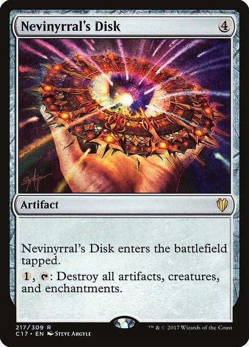 Nevinyrral's Disk, carta Magic di tipo Artifact illustrata da Steve Argyle