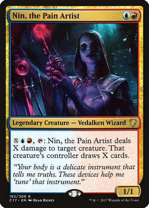 Nin, the Pain Artist, carta Magic di tipo Legendary Creature — Vedalken Wizard illustrata da Brad Rigney