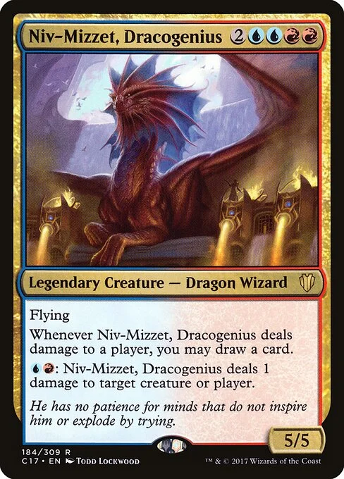 Niv-Mizzet, Dracogenius, carta Magic di tipo Legendary Creature — Dragon Wizard illustrata da Todd Lockwood
