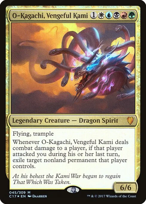 O-Kagachi, Vengeful Kami, carta Magic di tipo Legendary Creature — Dragon Spirit illustrata da Daarken