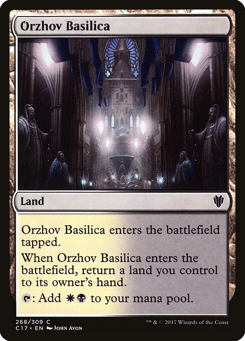Orzhov Basilica, carta Magic di tipo Land illustrata da John Avon