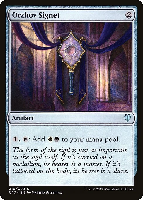 Orzhov Signet, carta Magic di tipo Artifact illustrata da Martina Pilcerova