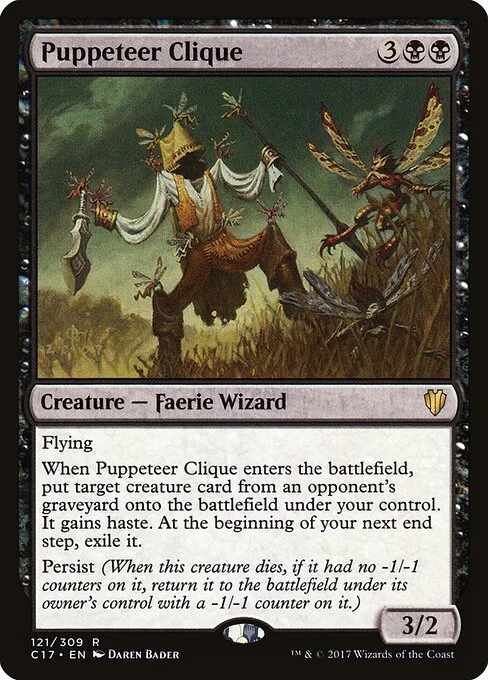 Puppeteer Clique, carta Magic di tipo Creature — Faerie Wizard illustrata da Daren Bader
