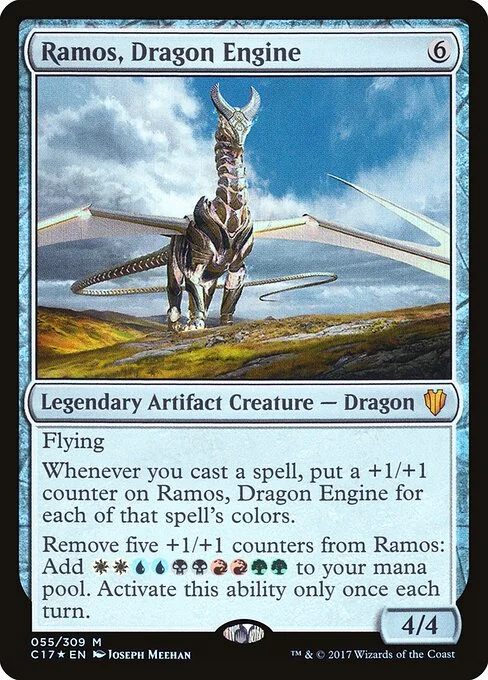 Ramos, Dragon Engine, carta Magic di tipo Legendary Artifact Creature — Dragon illustrata da Joseph Meehan