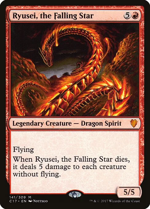 Ryusei, the Falling Star, carta Magic di tipo Legendary Creature — Dragon Spirit illustrata da Nottsuo