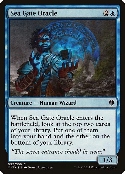 Sea Gate Oracle, carta Magic di tipo Creature — Human Wizard illustrata da Daniel Ljunggren