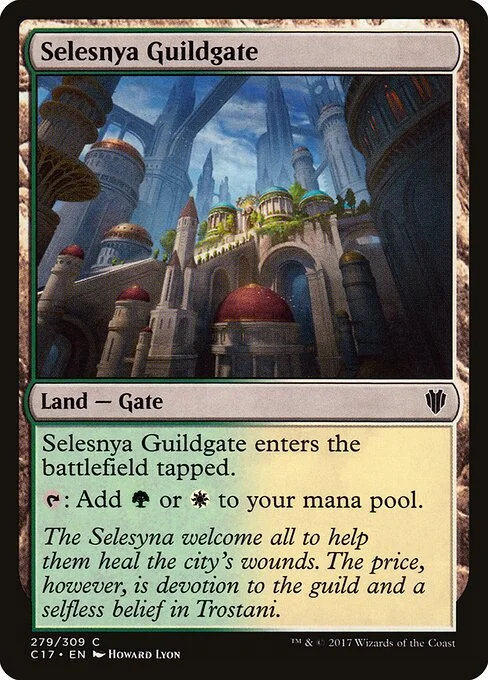 Selesnya Guildgate, carta Magic di tipo Land — Gate illustrata da Howard Lyon