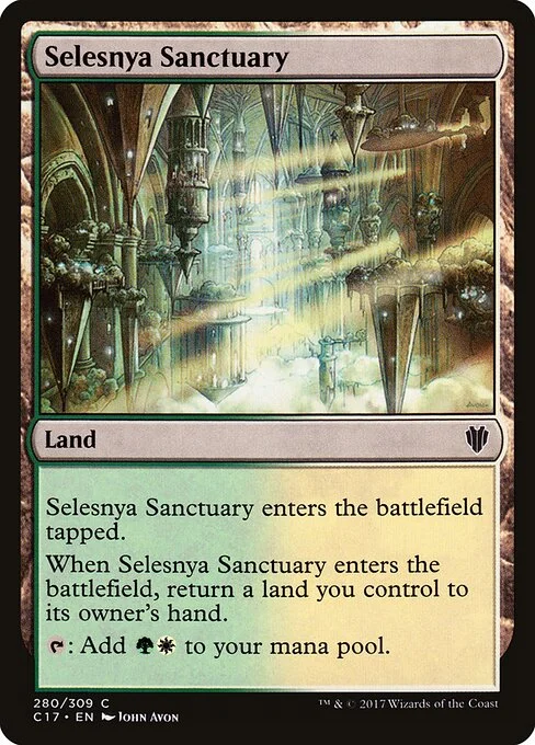 Selesnya Sanctuary, carta Magic di tipo Land illustrata da John Avon