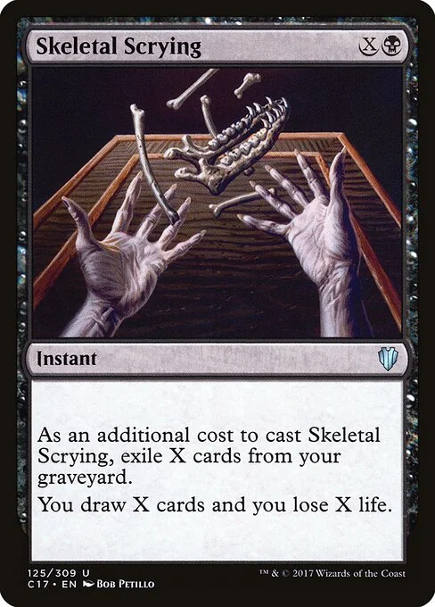 Skeletal Scrying, carta Magic di tipo Instant illustrata da Bob Petillo