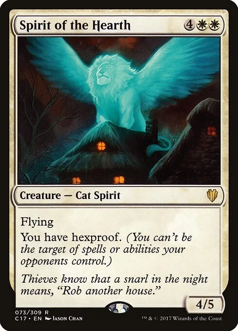 Spirit of the Hearth, carta Magic di tipo Creature — Cat Spirit illustrata da Jason Chan