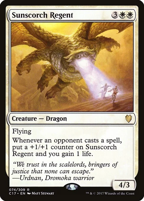 Sunscorch Regent, carta Magic di tipo Creature — Dragon illustrata da Matt Stewart