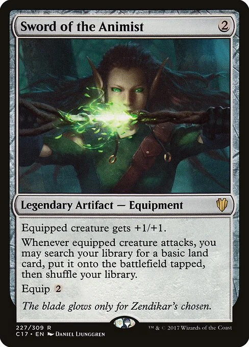 Sword of the Animist, carta Magic di tipo Legendary Artifact — Equipment illustrata da Daniel Ljunggren
