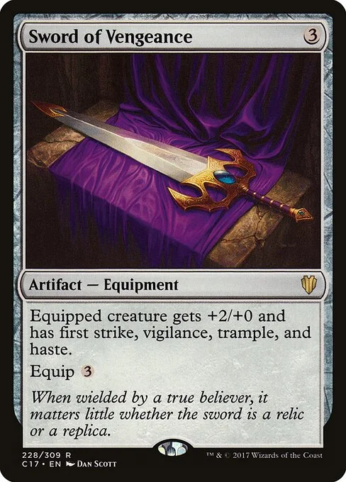 Sword of Vengeance, carta Magic di tipo Artifact — Equipment illustrata da Dan Murayama Scott