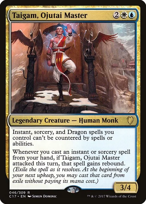 Taigam, Ojutai Master, carta Magic di tipo Legendary Creature — Human Monk illustrata da Simon Dominic