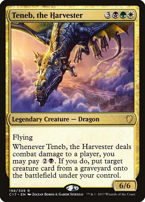 Teneb, the Harvester, carta Magic di tipo Legendary Creature — Dragon illustrata da Zoltan Boros & Gabor Szikszai