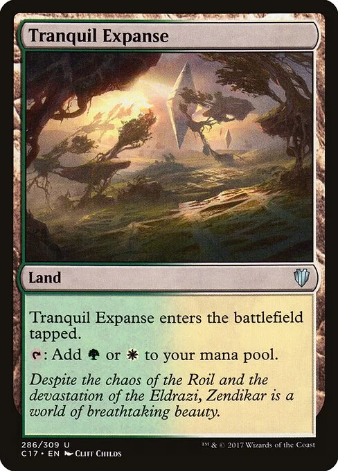 Tranquil Expanse, carta Magic di tipo Land illustrata da Cliff Childs